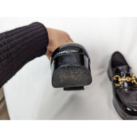 Jeffrey Campbell 7 Student Black Patent Leather Heel Shoes Loafer Bit Grunge - Picture 8 of 16